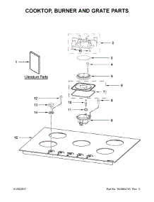 Cooktop, Burner And Grate Parts parts for Jenn-Air Gas Cooktop JGC2530EB00 from AppliancePartsPros.com