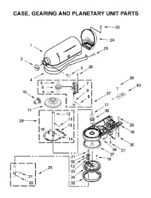 Case, Gearing And Planetary Unit Parts parts for Kitchenaid Stand Mixer 5KSM180RCAMB0 from AppliancePartsPros.com