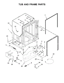 Tub And Frame Parts parts for Kitchenaid Dishwasher KDPE334GBS0 from AppliancePartsPros.com