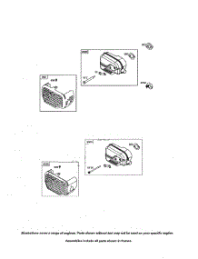 Muffler parts for Briggs & Stratton Lawn & Garden Engine 14B932-0025-F1 from AppliancePartsPros.com