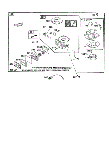 Carburetor (I) parts for Briggs & Stratton Lawn & Garden Engine 422700 TO 422799 (2107, 2281, 2500) from AppliancePartsPros.com