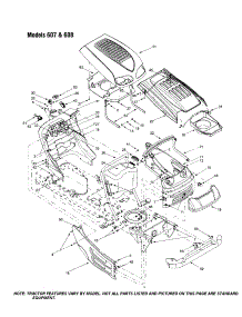 Hood / Grille - 607 And 608 Parts For Mtd Front-Engine Lawn Tractor 608 From Appliancepartspros.Com