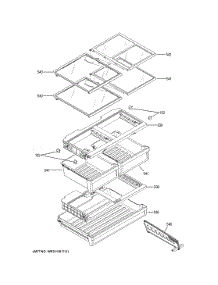 Fresh Food Shelves parts for Ge Bottom-Mount Refrigerator GFE26JGMAFWW from AppliancePartsPros.com