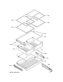 Fresh Food Shelves parts for Ge Bottom-Mount Refrigerator GNE25JGKJFWW from AppliancePartsPros.com