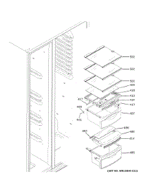 Fresh Food Shelves parts for Ge Side-By-Side Refrigerator GSE23GGPBCWW from AppliancePartsPros.com