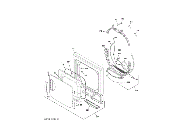 Dryer upper drum bearing without slides