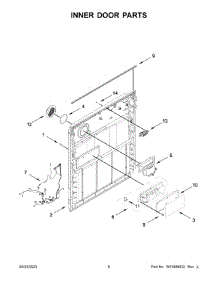 Inner Door Parts parts for Whirlpool Dishwasher WDF332PAMB0 from AppliancePartsPros.com