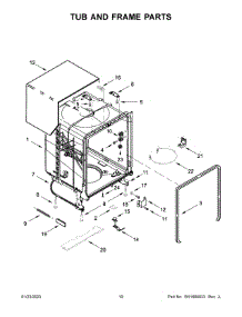 Tub And Frame Parts parts for Whirlpool Dishwasher WDF340PAMB0 from AppliancePartsPros.com