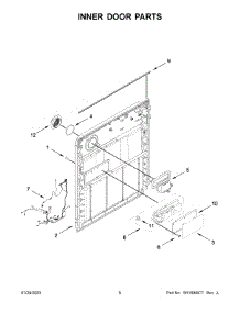 Inner Door Parts parts for Whirlpool Dishwasher WDF341PAPB2 from AppliancePartsPros.com