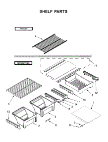Shelf Parts parts for Whirlpool Top-Mount Refrigerator WRT108FZDM05 from AppliancePartsPros.com