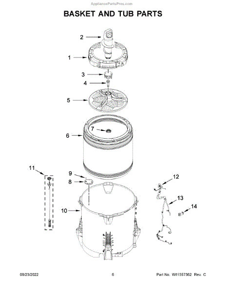 Whirlpool W11219115 Tub-Outer (AP6976374) - AppliancePartsPros.com