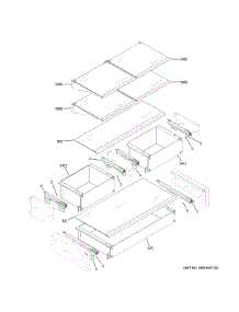 Fresh Food Shelves parts for Ge Bottom-Mount Refrigerator ZIP360NND from AppliancePartsPros.com