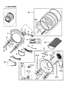 Drum Assy parts for Samsung Dryer DV338AGW/XAA-00 from AppliancePartsPros.com