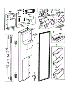 Left Door parts for Samsung Refrigerator RS269LARS/XAA-00 from AppliancePartsPros.com