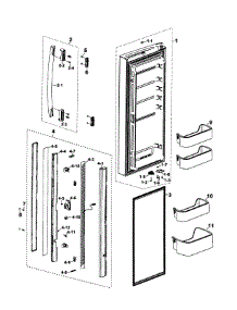 Left Door parts for Samsung Refrigerator RF197ABWP/XAA-00 from AppliancePartsPros.com