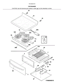 Top / Drawer parts for Kenmore Range 790.94243316 (79094243316, 790 94243316) from AppliancePartsPros.com