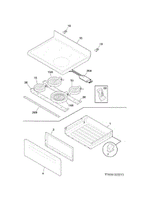 Top / Drawer parts for Kenmore Range 790.93012312 (79093012312, 790 93012312) from AppliancePartsPros.com