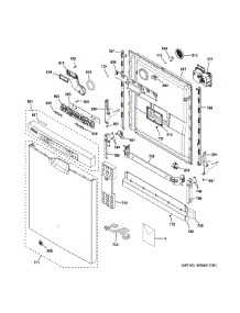 Escutcheon & Door Assembly parts for Ge Dishwasher GDF540HSF2SS from AppliancePartsPros.com