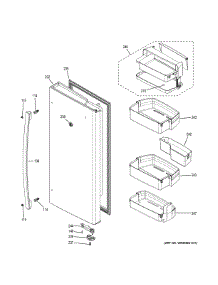 Fresh Food Door - Rh parts for Ge Refrigerator PWE23KELBDS from AppliancePartsPros.com