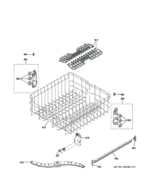 Upper Rack Assembly parts for Ge Dishwasher GDF520PGJ0WW from AppliancePartsPros.com