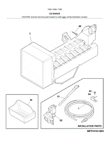 Ice Maker parts for Kenmore Refrigerator 253.70509619 (25370509619, 253 70509619) from AppliancePartsPros.com