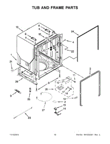Tub And Frame Parts parts for Kenmore Dishwasher 665.13229N413 (66513229N413, 665 13229N413) from AppliancePartsPros.com