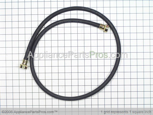 5-foot-long rubber fill hose for washing machines. Used for hot or cold water.