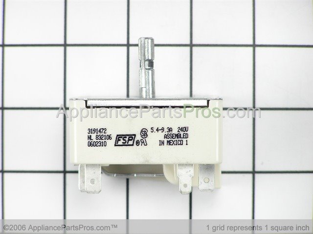 Genuine 3191472 Whirlpool Range Infinite Switch Silver Stem